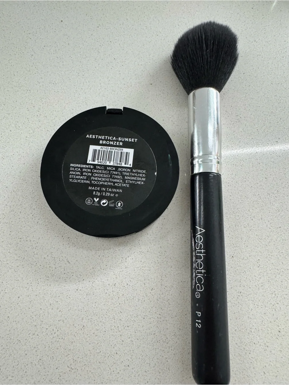Aesthetica Sunset Bronzer + P12 Powder Brush Bundle | New Bronzer NWOB
